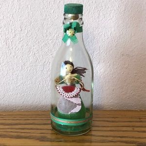 Vintage Folk Art Angel Inside Clear Bottle
